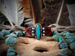 Kingman Turquoise Leather Band Ring**