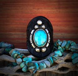Vintage Bisbee Turquoise Leather Ring