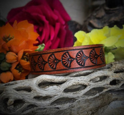 Floral Fanned Leather Bangle