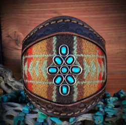 Shonto Inlaid Wool Leather Cuff with Turquoise