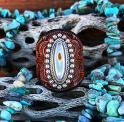 The Eye of the Sea~ Abalone Leather Ring