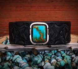 Royston Turquoise Leather Band in Midnight Black