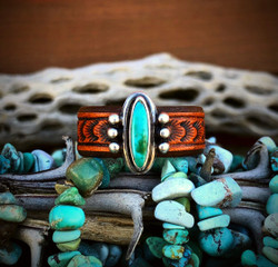 Royston Turquoise Leather Band Ring
