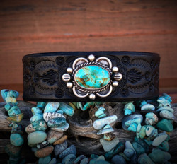 ++Royston Turquoise++ Leather Band in Midnight Black
