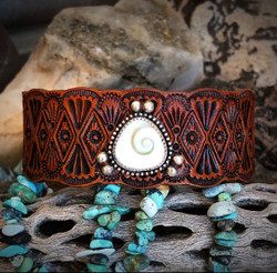  "Shiva's Eye" Shell Leather band (Rustic Brown)