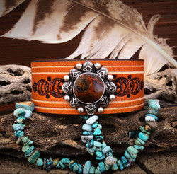 Copy of Vintage Butterfly Concho  Turquoise Leather Band