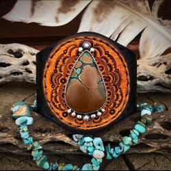 **Two-Toned**Bamboo Mountain ++ Hubei Turquoise Leather Cuff