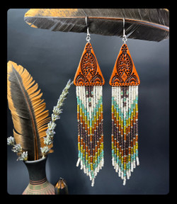 Nature's Temple Beaded Leather Earrings
