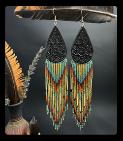 Porcupine Spirit Beaded Leather Earrings
