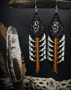 Snake Medicine Beaded Leather Earrings 