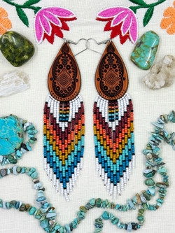 Spring/Summer POP  Beaded Leather Earrings 