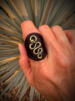 Snake Medicine Leather Ring