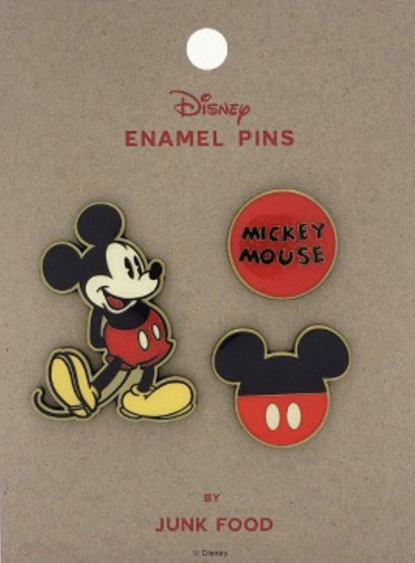 Bulk* Junk Food™ Disney: Mickey Mouse (Happy) 3pc Enamel Pin Set - Includes  5 Sets - Gemini Collectibles