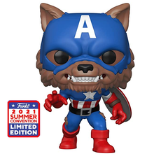 *Bulk*  2021 FunKon Funko POP! Marvel: Capwolf Exclusive Vinyl Figure - Shared Summer Convention Sticker - Case Of 6 Figures - Only 2 Available - Clearance