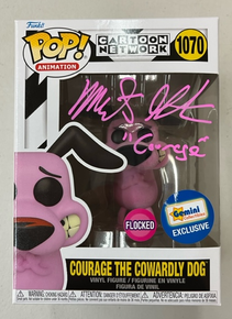 *Autographed * Funko POP! Animation: Flocked Courage The Cowardly Dog Gemini Collectibles Exclusive Vinyl Figure - Signed By Marty Grabstein