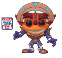 2021 FunKon Funko POP! Games Crash Bandicoot 4 - It's About Time: Crash Bandicoot In Mask Armor Exclusive Vinyl Figure - Virtual FunKon Sticker - Damaged Box / Paint Flaw