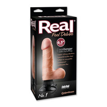 Pipedream Real Feel Deluxe No. 1 Realistic 6.5 in. Vibrating Dildo With Balls and Suction Cup Beige