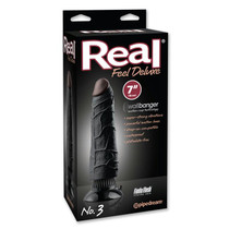 Pipedream Real Feel Deluxe No. 3 Realistic 7 in. Vibrating Dildo With Suction Cup Black