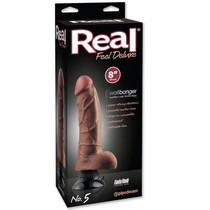 Pipedream Real Feel Deluxe No. 5 Realistic 8 in. Vibrating Dildo With Balls and Suction Cup Brown