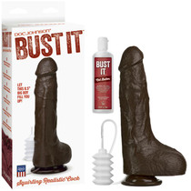 Bust It Squirting Realistic Cock Black w/1oz Nut Butter