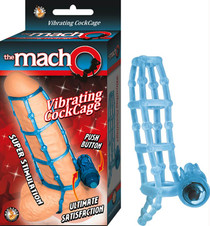 The Macho Vibrating Waterproof Cockcage & Ring (Blue)