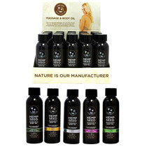 Earthly Body Massage Oil Counter Display #1 25pc Display with 5 2oz of each Dreamsicle,Lavender,Skinny Dip, Naked/ Woods & Guavalava