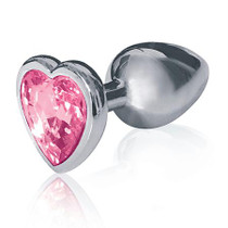 The 9's, The Silver Starter, Bejeweled Heart Stainless Steel Plug, Pink