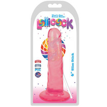 Curve Toys Lollicock Slim Stick 6 in. Dildo with Suction Cup Cherry Ice