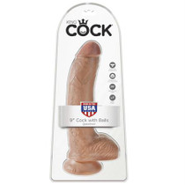King Cock 9in Cock with Balls - Tan