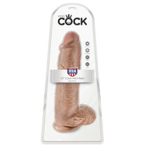 Pipedream King Cock 12 in. Cock With Balls Realistic Suction Cup Dildo Tan