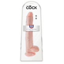 Pipedream King Cock 14 in. Cock With Balls Realistic Suction Cup Dildo Beige