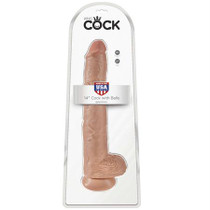 Pipedream King Cock 14 in. Cock With Balls Realistic Suction Cup Dildo Tan