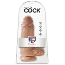 Pipedream King Cock Chubby 9 in. Cock With Balls Realistic Suction Cup Dildo Tan