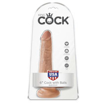Pipedream King Cock 6 in. Cock With Balls Realistic Suction Cup Dildo Tan