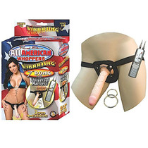All American Whoppers 7in. Vibrating Dong With Universal Harness