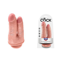 Pipedream King Cock Double Penetrator 6 in. Realistic Dual-Entry Dildo With Suction Cup Beige