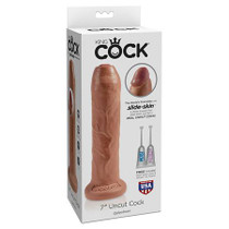 Pipedream King Cock 7 in. Uncut Cock Realistic Dildo With Moveable Foreskin & Suction Cup Tan