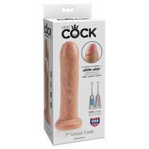 Pipedream King Cock 7 in. Uncut Cock Realistic Dildo With Moveable Foreskin & Suction Cup Beige
