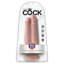 Pipedream King Cock 7 in. Two Cocks One Hole Dual Dildo With Suction Cup Beige