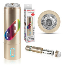PDX Rechargeable Roto-Bator Ass Light-Up Rotating Stroker Clear/Gold