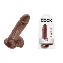 Pipedream King Cock 7 in. Cock With Balls Realistic Suction Cup Dildo Brown