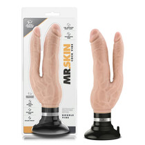 Blush Dr. Skin Cock Vibes Double Vibe Dual Entry Vibrating Dildo with Suction Cup Beige