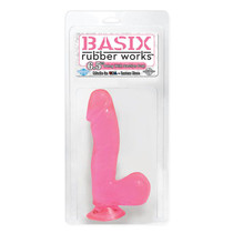 Basix Rubber Works - 6.5in. Dong with Suction Cup Pink - 29476