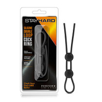 Blush Stay Hard Silicone Double Loop Lasso/Bolo Cockring Black