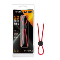 Stay Hard - Silicone Loop Lasso/Bolo Cock Ring - Red
