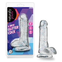 Blush Naturally Yours 6 in. Glitter Cock Realistic Dildo with Balls & Suction Cup Sparkling Clear