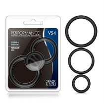 Blush Performance VS4 Pure Premium Silicone Cockrings 3-Pack Set Black