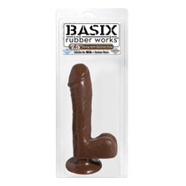 Pipedream Basix Rubber Works 7.5 in. Dong With Balls & Suction Cup Brown