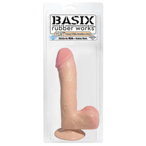 Pipedream Basix Rubber Works 7.5 in. Dong With Balls & Suction Cup Beige