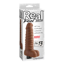 Pipedream Real Feel Lifelike Toyz No. 13 Realistic 8 in. Vibrating Dildo With Balls Brown